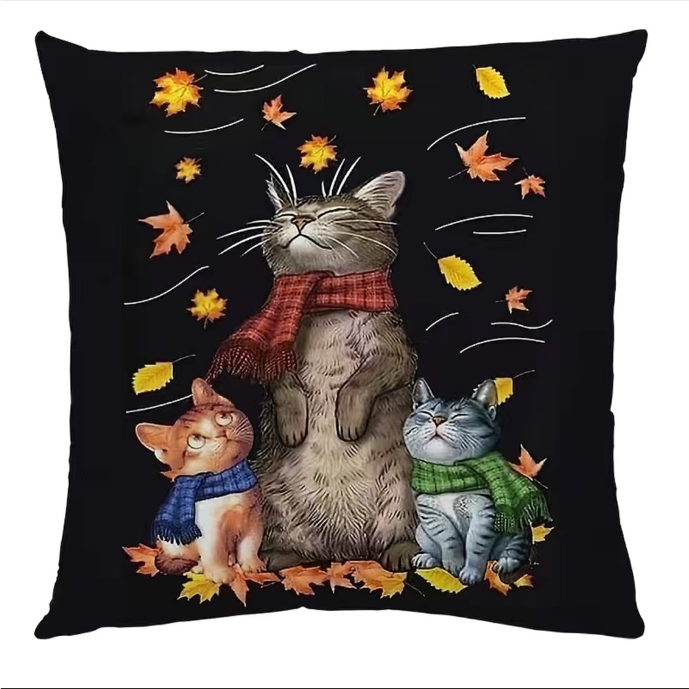 1 Pc Cat Patterned Throw Pillow Cover! 17.72x17.72inch